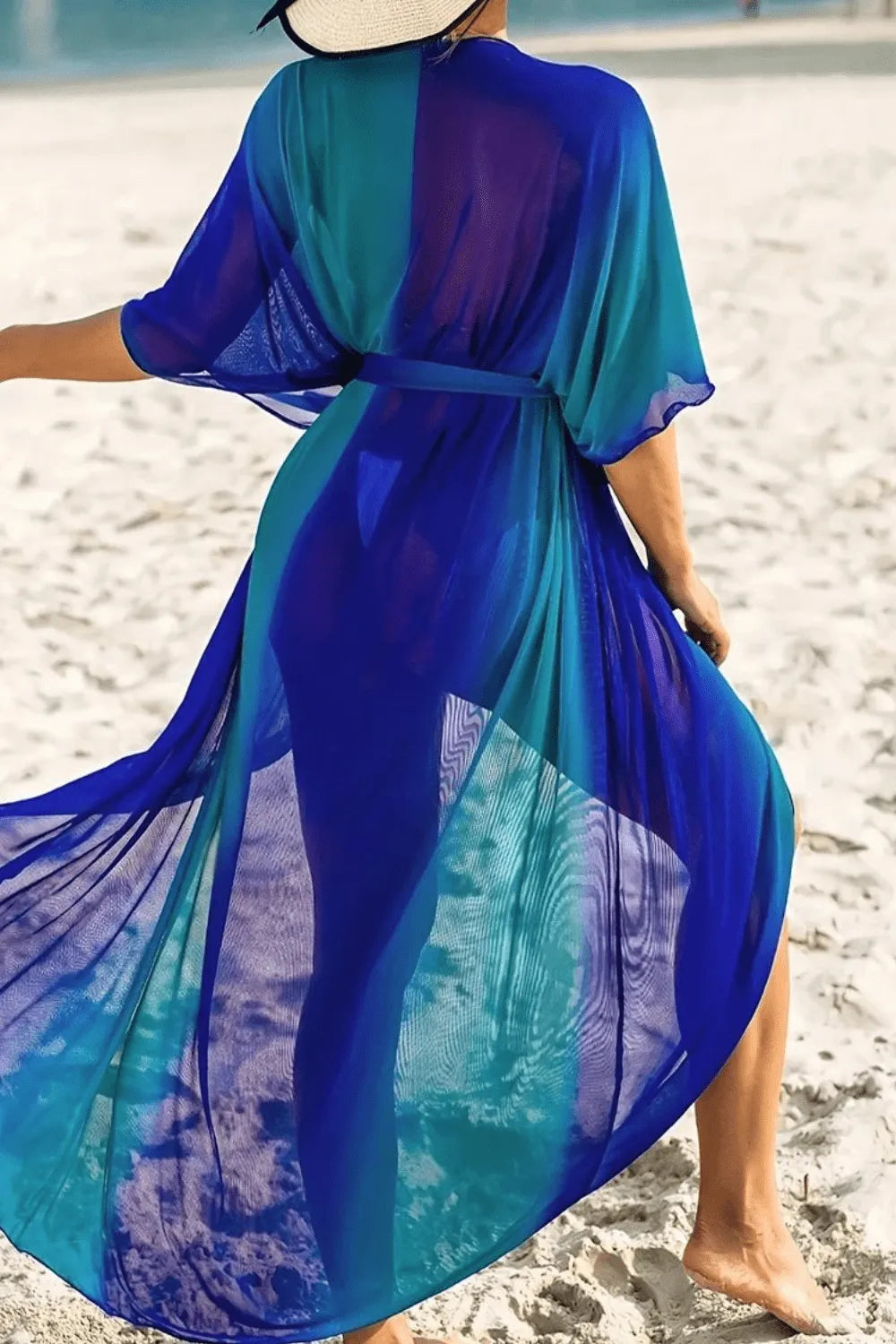 Kimono léger floral pour femme plage été Peignoir et bain