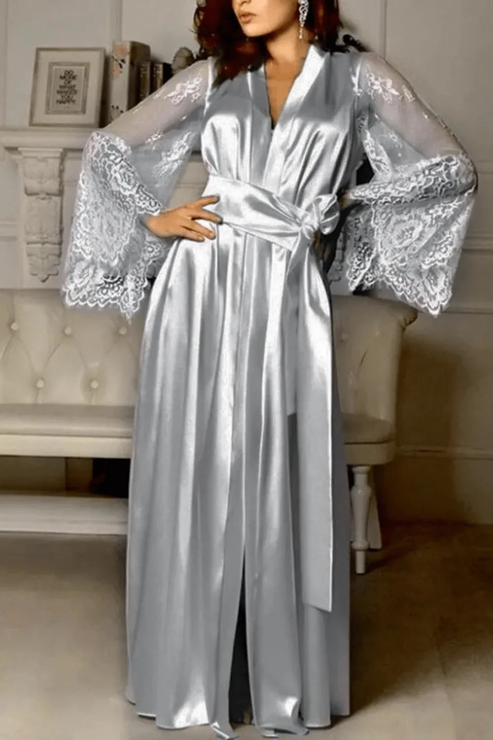 Kimono rose élégant pour femme ambiance estivale Gris / 1m50 à 1m80 ≃ 80kg Peignoir et bain