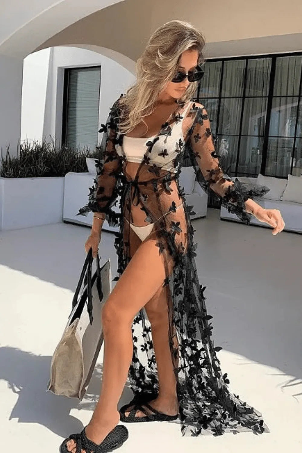 Kimono léger transparent pour soirée élégante