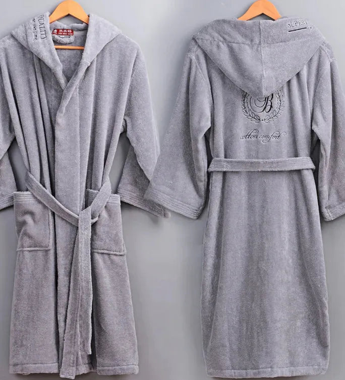 Peignoir à capuche confort hôtel pour femme gris / M Peignoir et bain