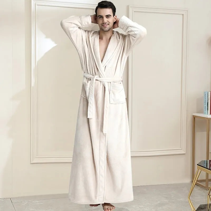 Peignoir à capuche homme ultra long confortable beige / m Peignoir et bain
