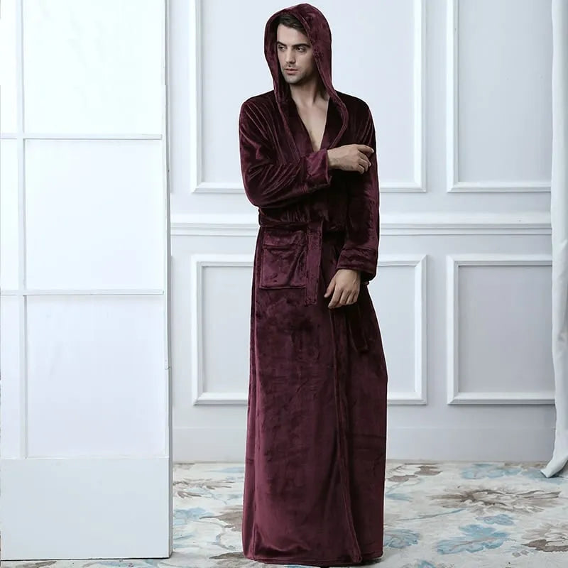 Peignoir à capuche homme ultra long confortable Peignoir et bain
