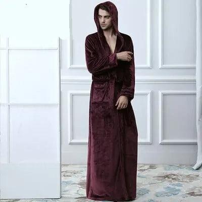 Peignoir à capuche homme ultra long confortable rouge / m Peignoir et bain