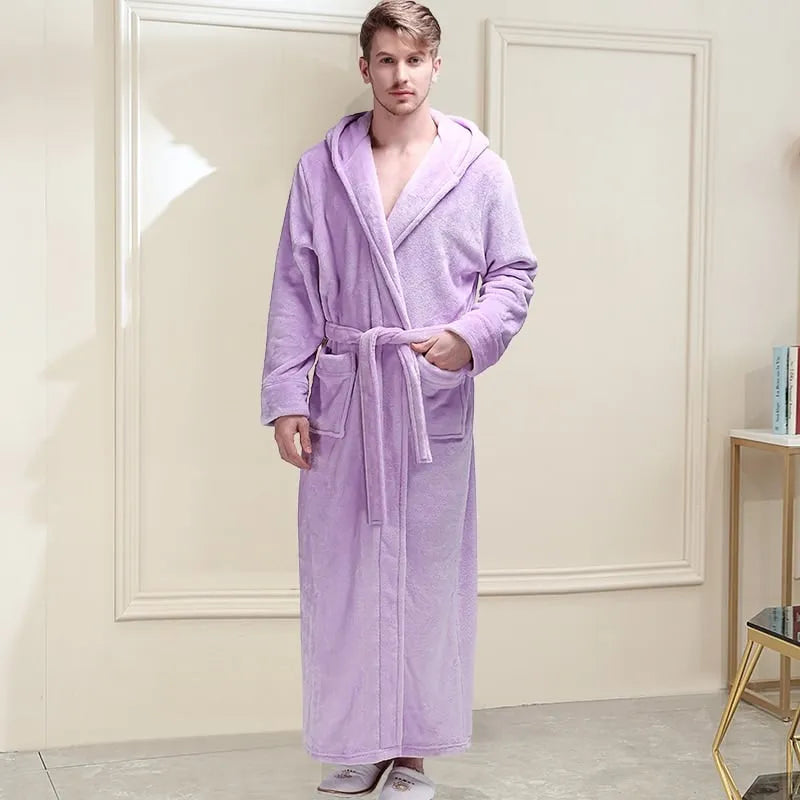 Peignoir à capuche homme ultra long confortable violet / m Peignoir et bain