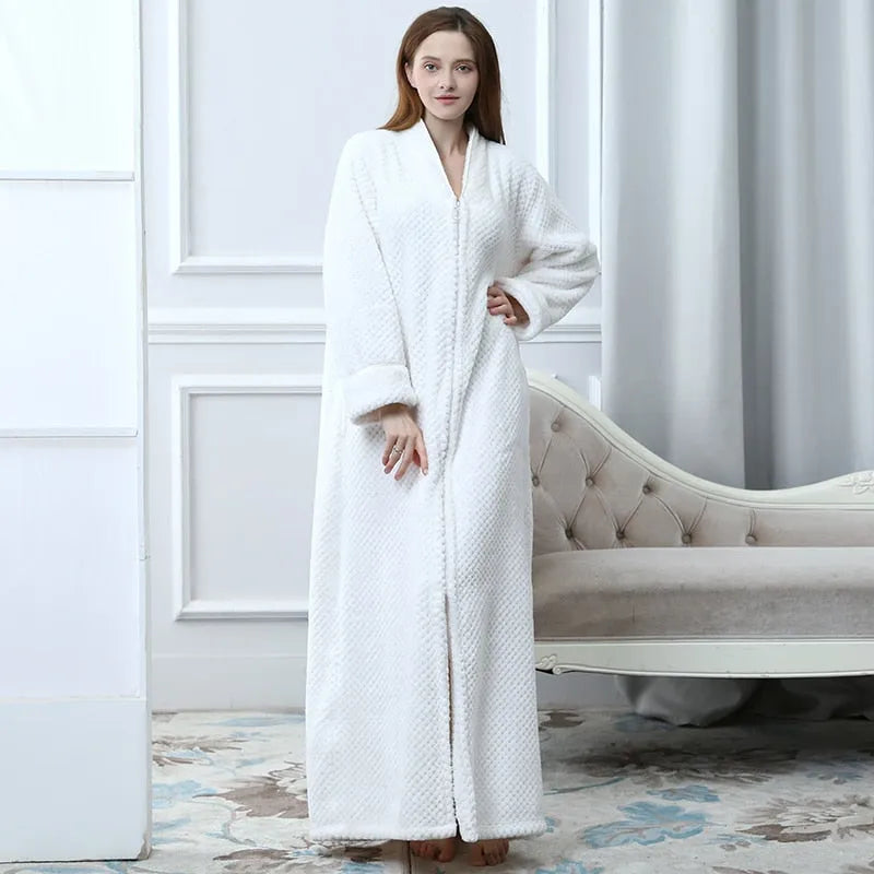 Peignoir à zip douillet pour femme hiver blanc / m Peignoir et bain