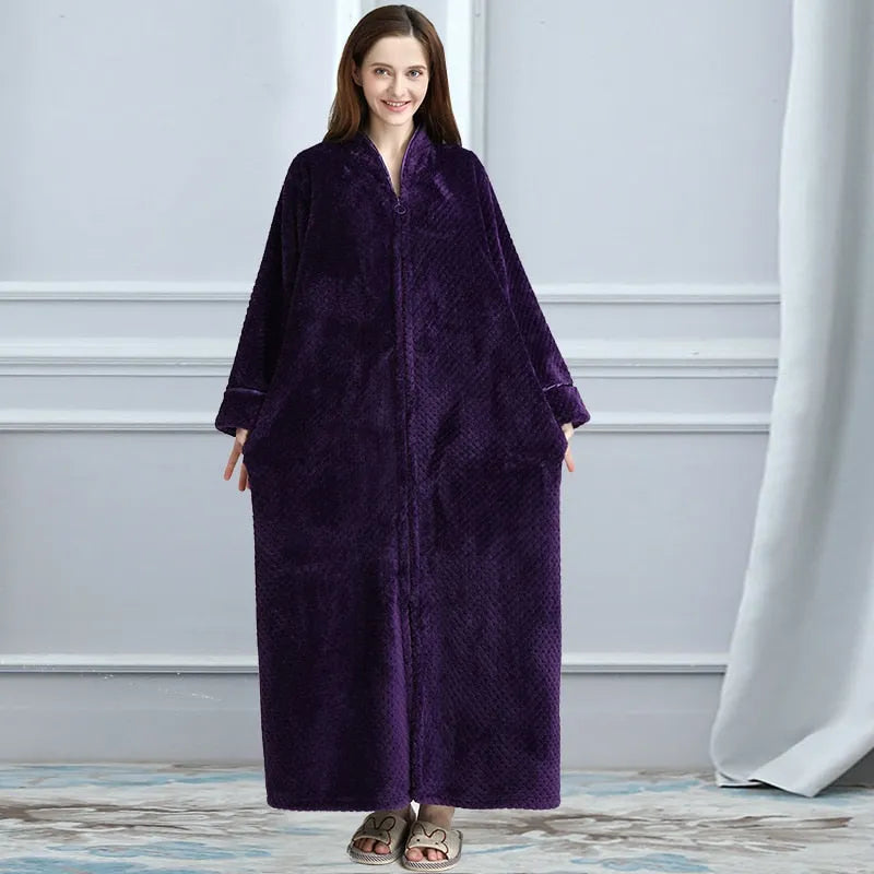 Peignoir à zip douillet pour femme hiver violet / m Peignoir et bain