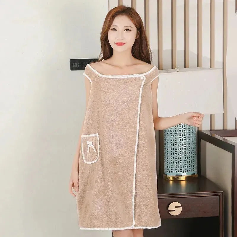 Peignoir absorbant de bain femme couleur élégante beige Peignoir et bain