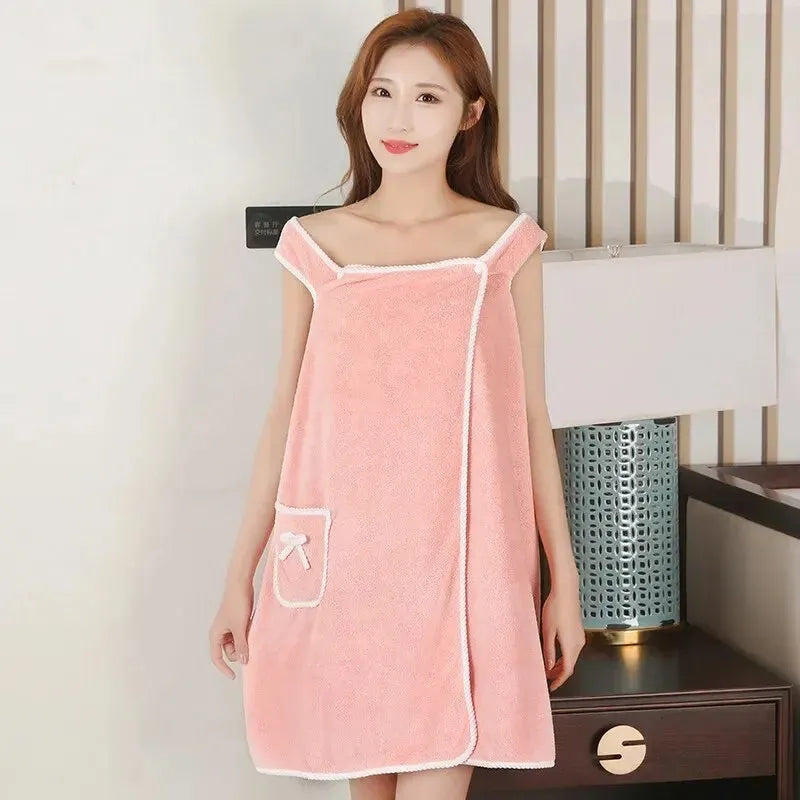 Peignoir absorbant de bain femme couleur élégante rose Peignoir et bain