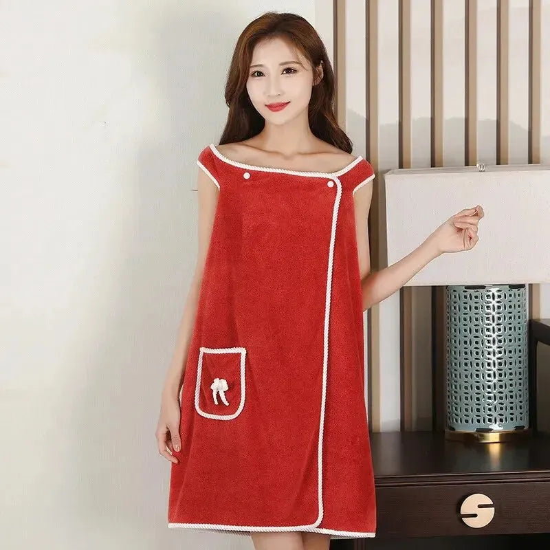 Peignoir absorbant de bain femme couleur élégante rouge Peignoir et bain