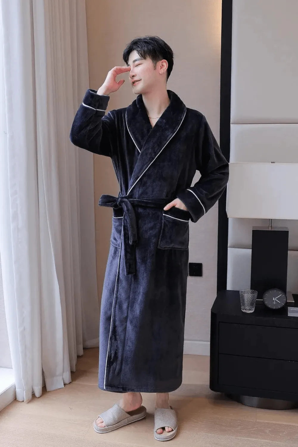 Peignoir élégant doux pour homme ambiance spa