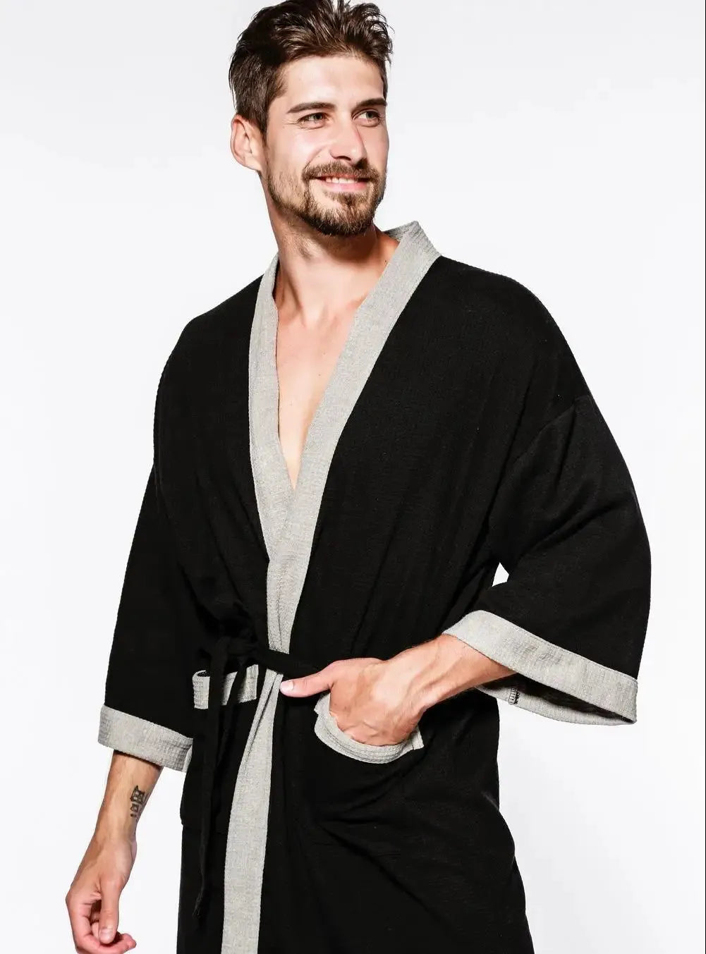 Peignoir bicolore unisexe élégant et confortable Peignoir et bain