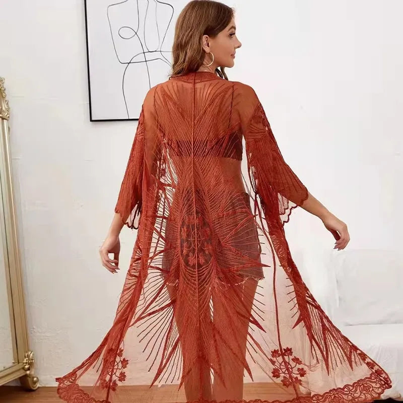 Peignoir bohème chic dentelle pour la plage Peignoir et bain