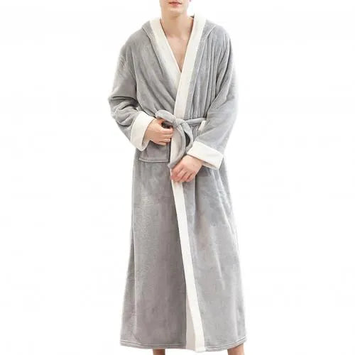 Peignoir chaud à capuche homme confort flanelle gris clair / m Peignoir et bain