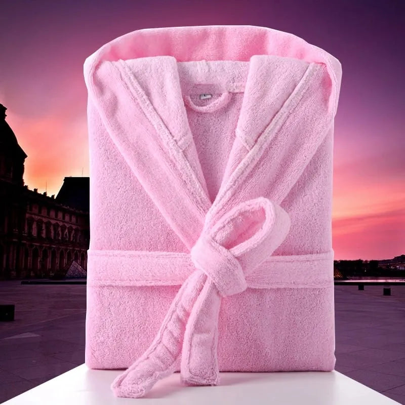 Peignoir chaud à capuche homme pour hiver douillet rose / m Peignoir et bain