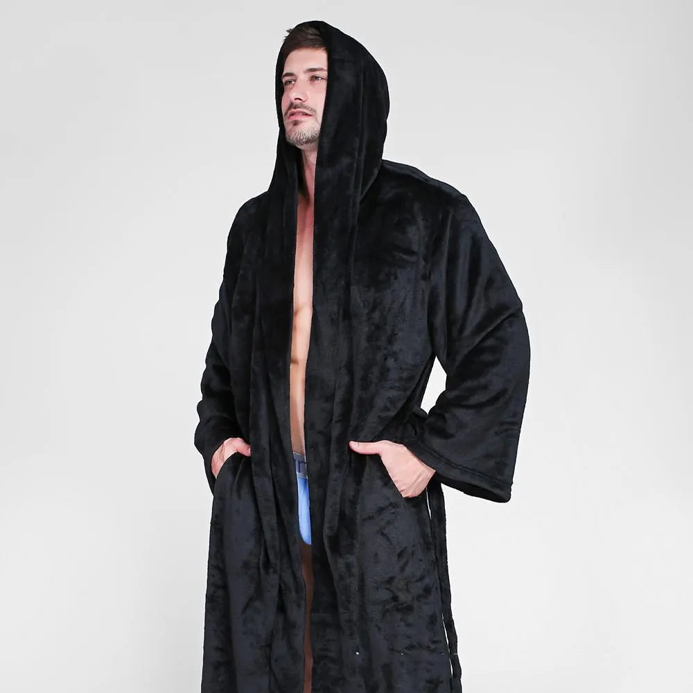 Peignoir chaud à capuche pour l'hiver cosy noir / s Peignoir et bain