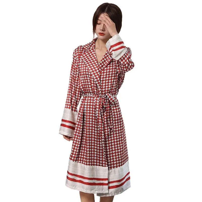 Peignoir chaud d'hiver pour femme élégant et douillet rouge / m Peignoir et bain