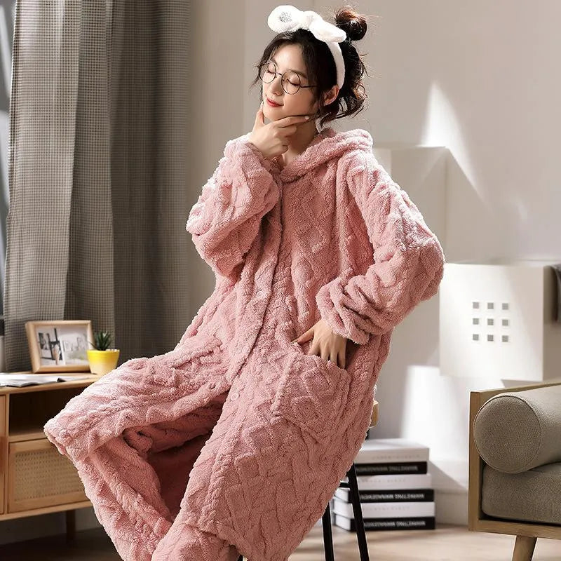 Peignoir chaud deux pièces confortable pour l'hiver rose / l Peignoir et bain