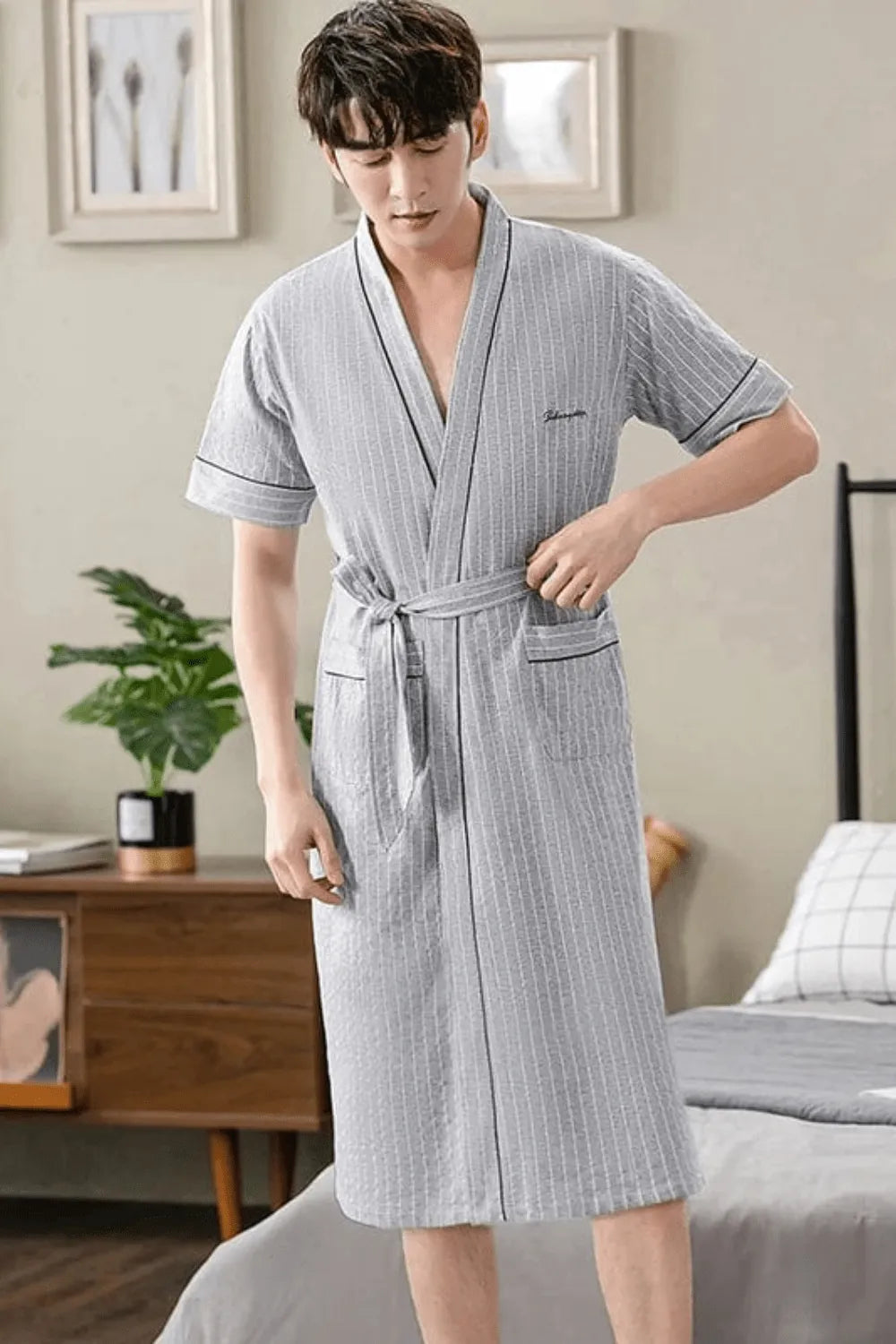 Peignoir homme court style décontracté élégant