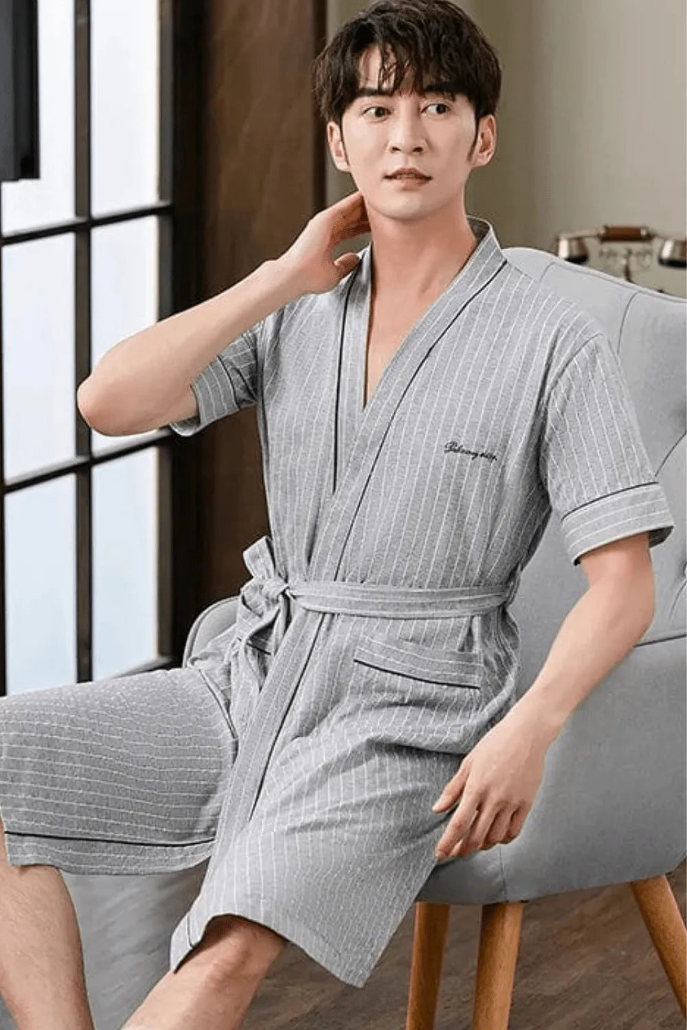 Peignoir homme court style décontracté élégant