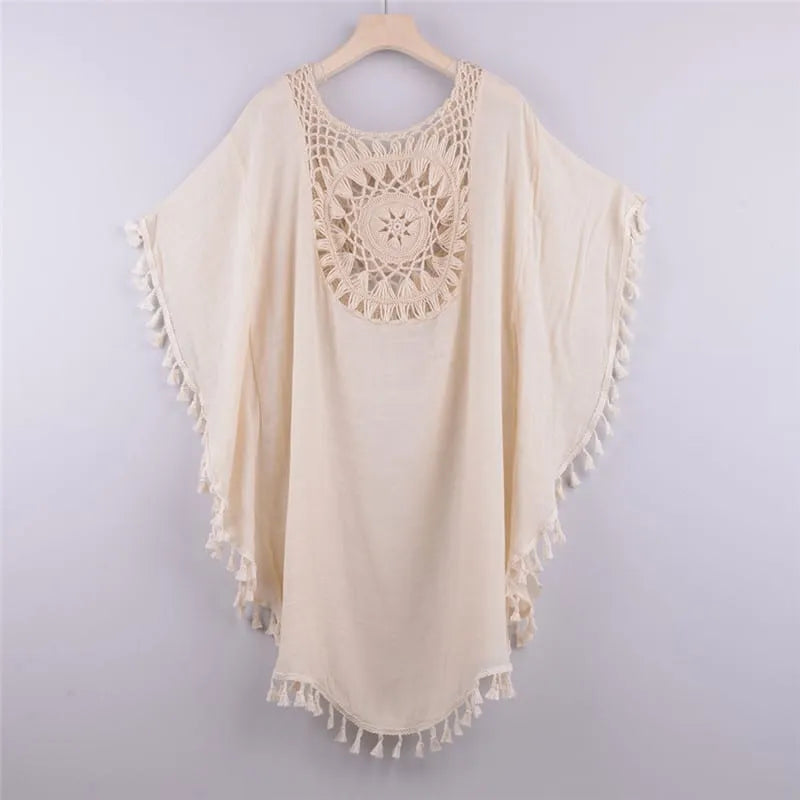 Peignoir crochet élégant pour femme bord de mer beige / Taille unique Peignoir et bain