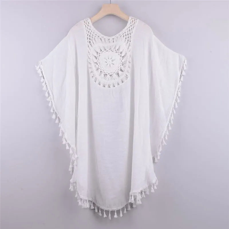 Peignoir crochet élégant pour femme bord de mer blanc / Taille unique Peignoir et bain