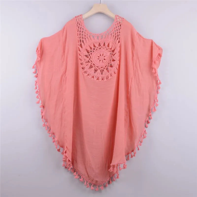 Peignoir crochet élégant pour femme bord de mer rose / Taille unique Peignoir et bain