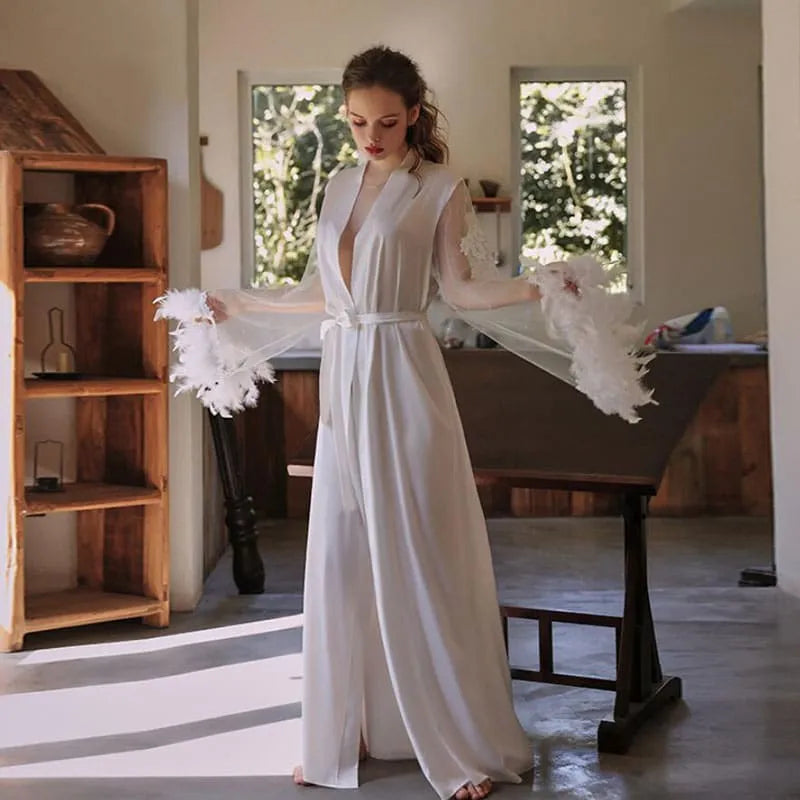 Peignoir de mariage élégant blanc pour femme Peignoir et bain