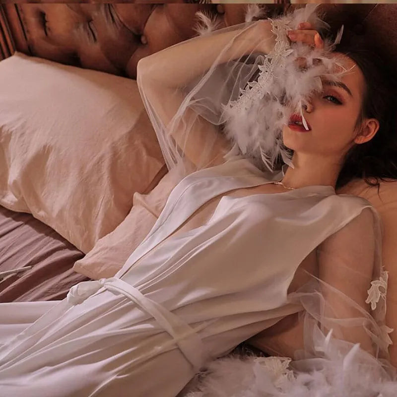 Peignoir de mariage élégant blanc pour femme Peignoir et bain