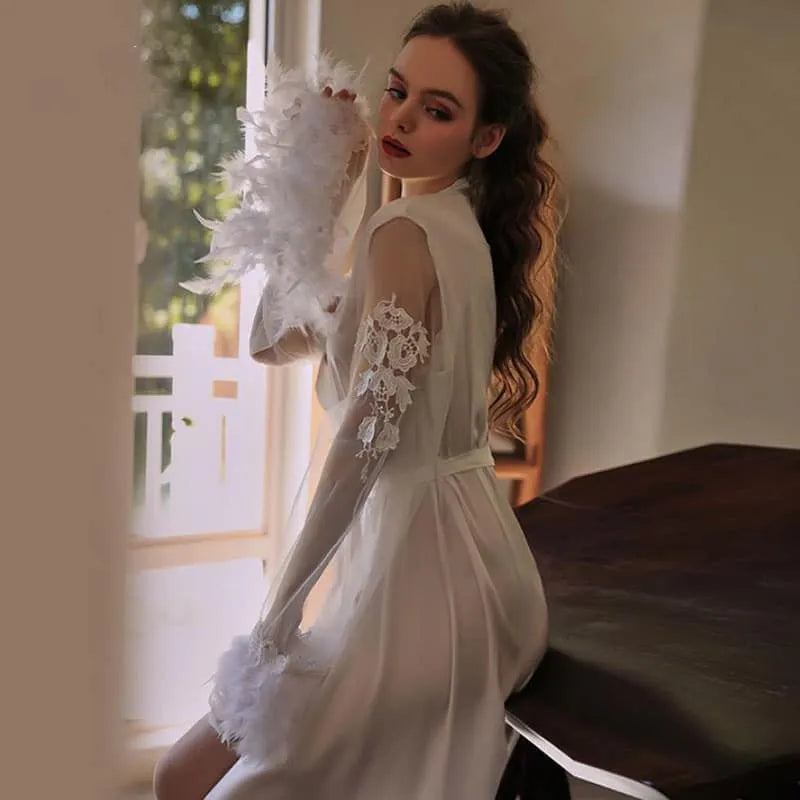 Peignoir de mariage élégant blanc pour femme Peignoir et bain