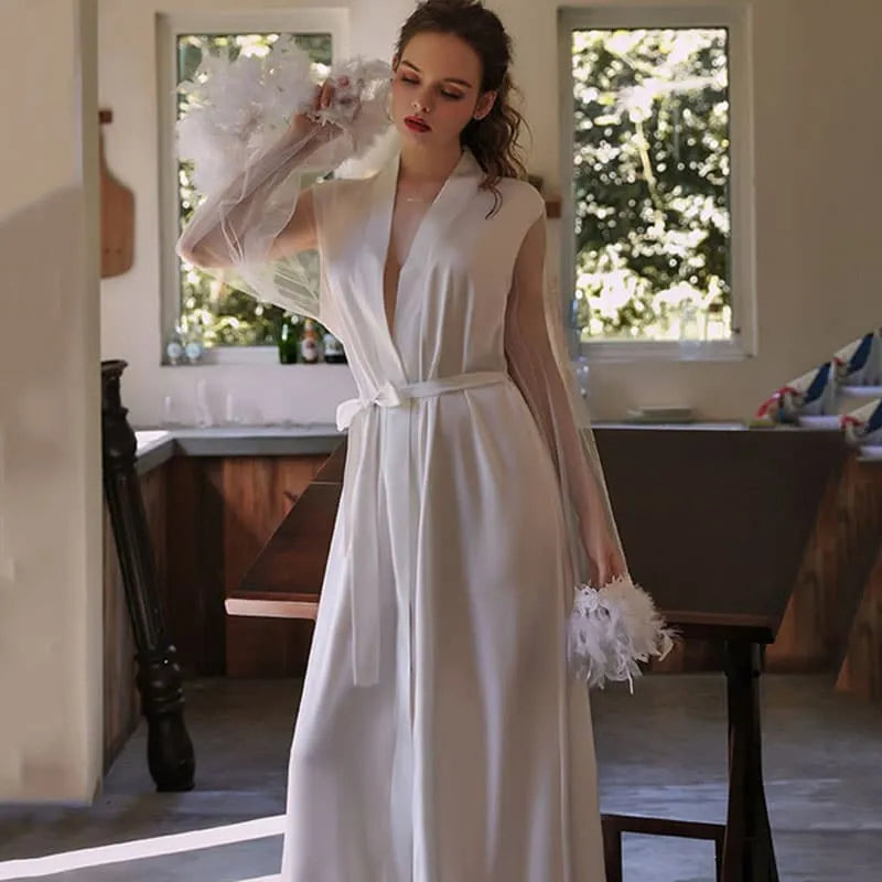 Peignoir de mariage élégant blanc pour femme Peignoir et bain