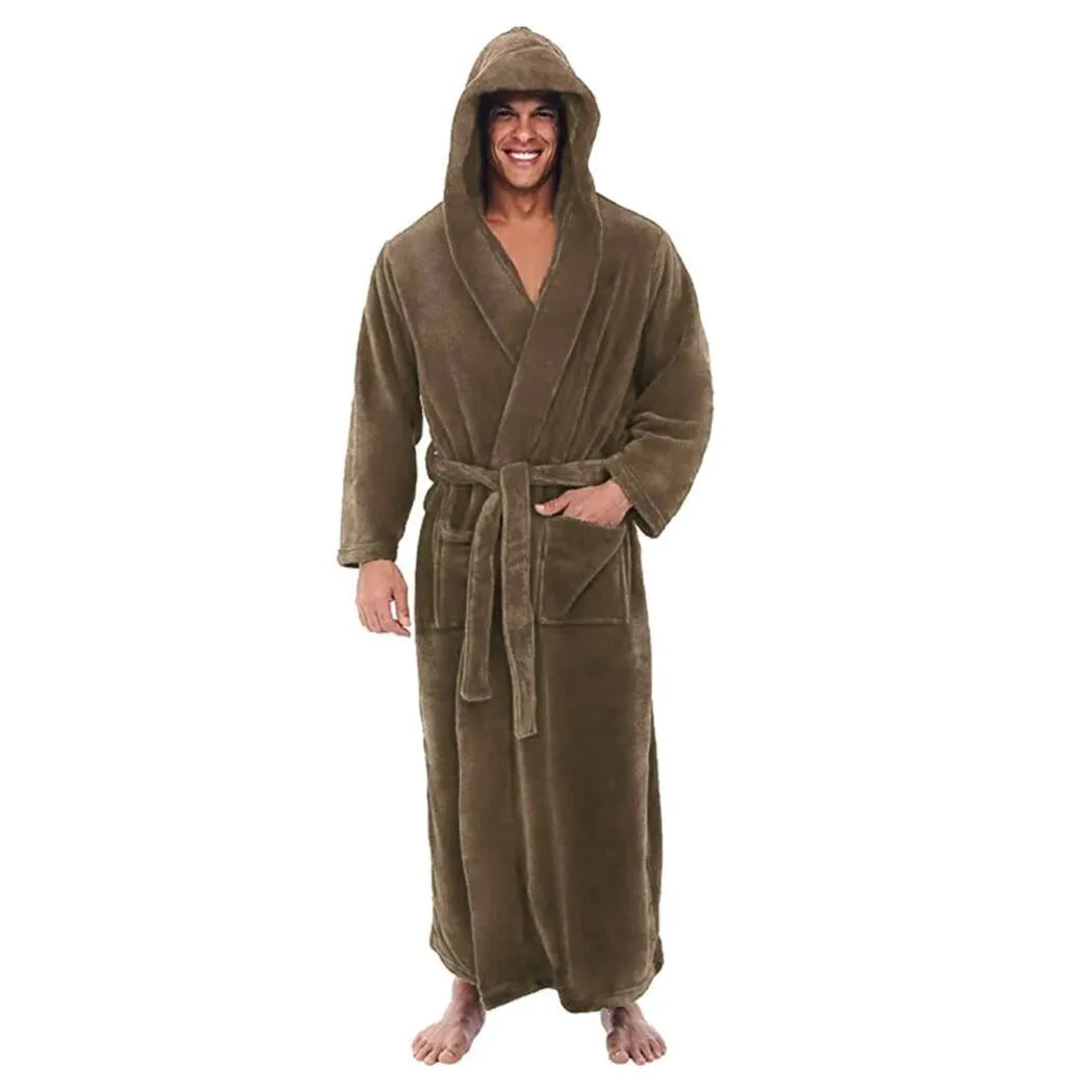 Peignoir doux à capuche pour homme ambiance cocooning marron / S Peignoir et bain