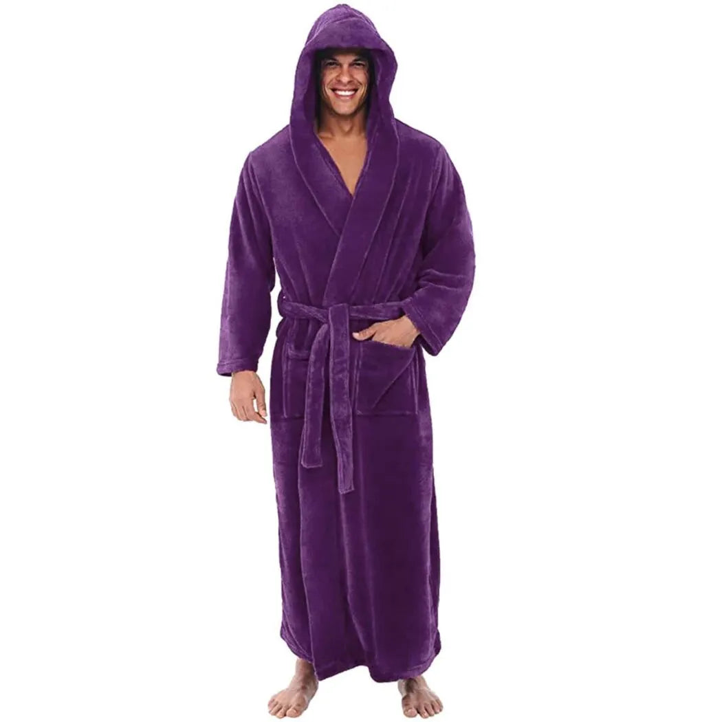 Peignoir doux à capuche pour homme ambiance cocooning violet / S Peignoir et bain