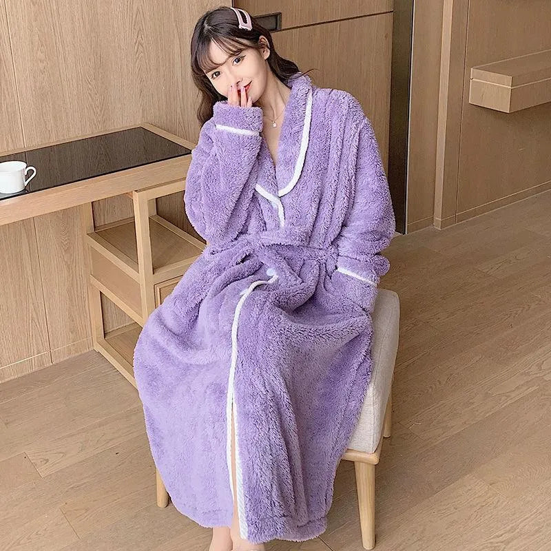 Peignoir doux en flanelle pour femme ambiance cocooning violet / m Peignoir et bain