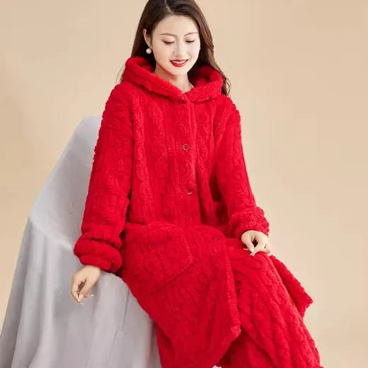 Peignoir doux et élégant femme rouge / M (40-60kg) Peignoir et bain