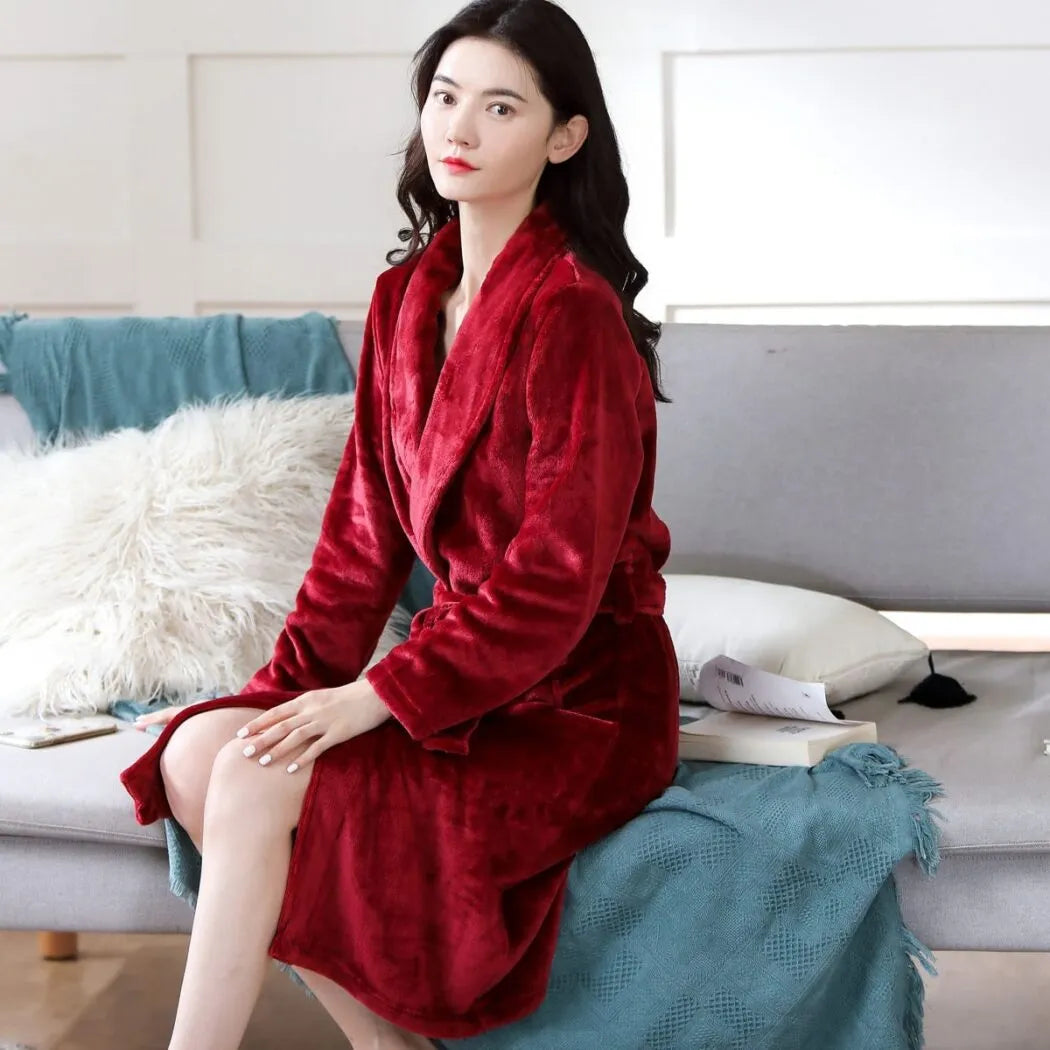 Peignoir doux et élégant pour femme rouge Peignoir et bain