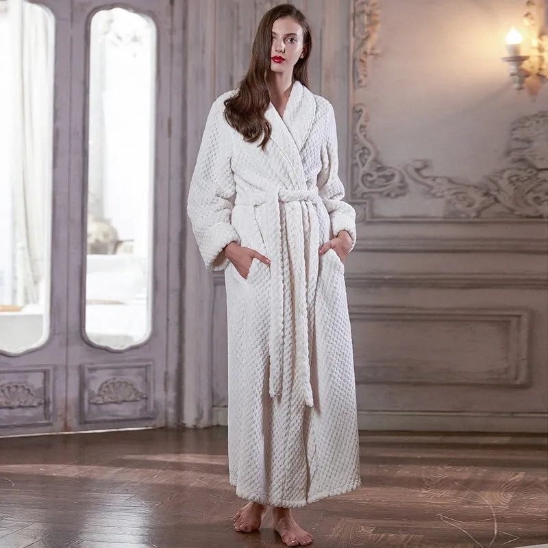 Peignoir doux femme style cocooning pour maison blanc / m Peignoir et bain
