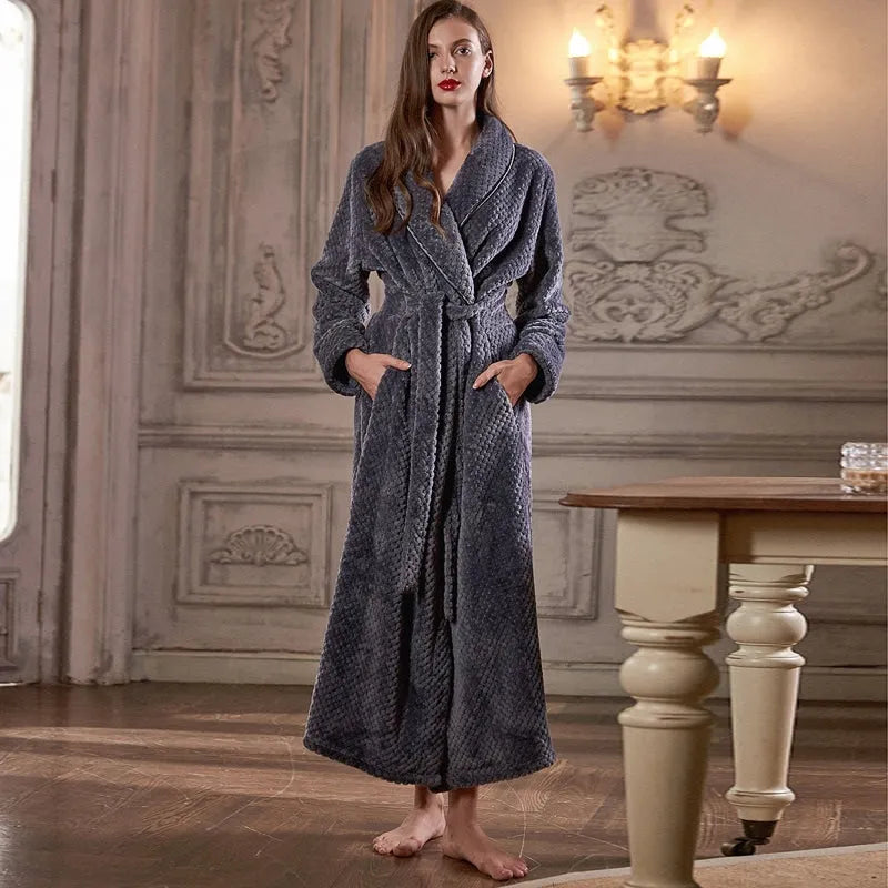Peignoir doux femme style cocooning pour maison gris / m Peignoir et bain