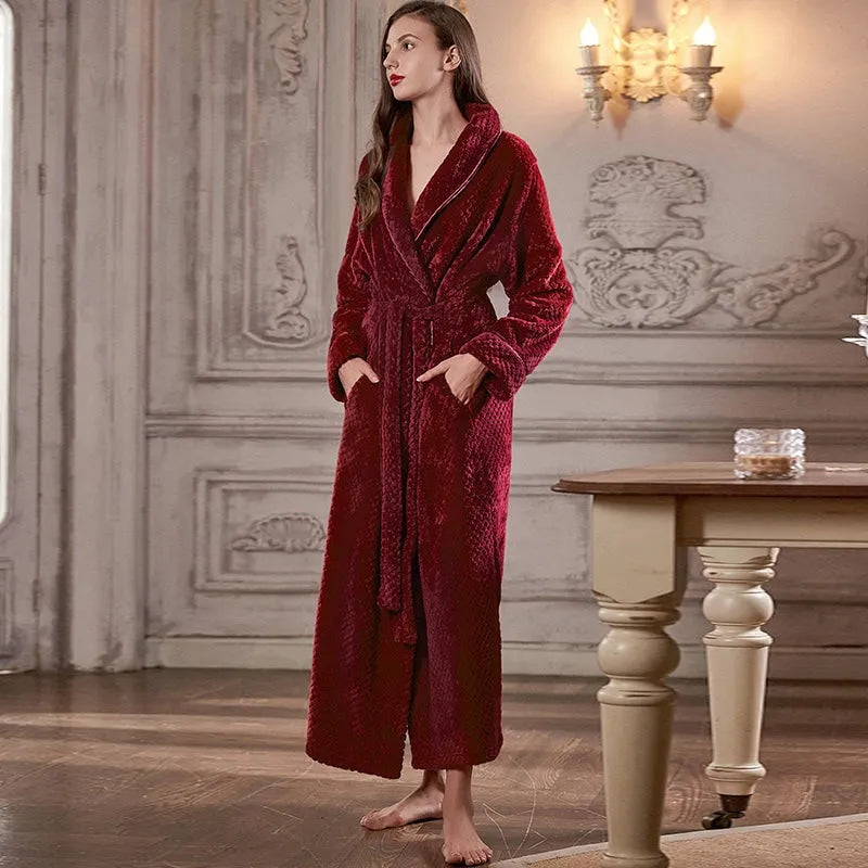 Peignoir doux femme style cocooning pour maison rouge / m Peignoir et bain