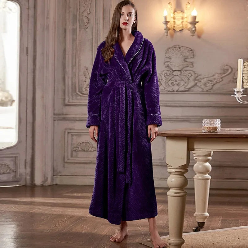 Peignoir doux femme style cocooning pour maison violet / m Peignoir et bain