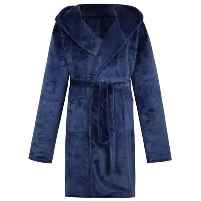 Peignoir doux plaid à capuche pour homme cosy bleu / l Peignoir et bain