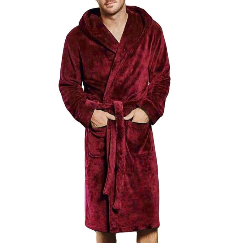 Peignoir doux plaid à capuche pour homme cosy Peignoir et bain