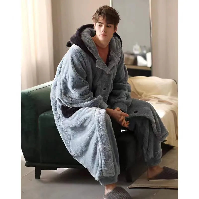 Peignoir doux style chemise nuit pour homme élégant Peignoir et bain
