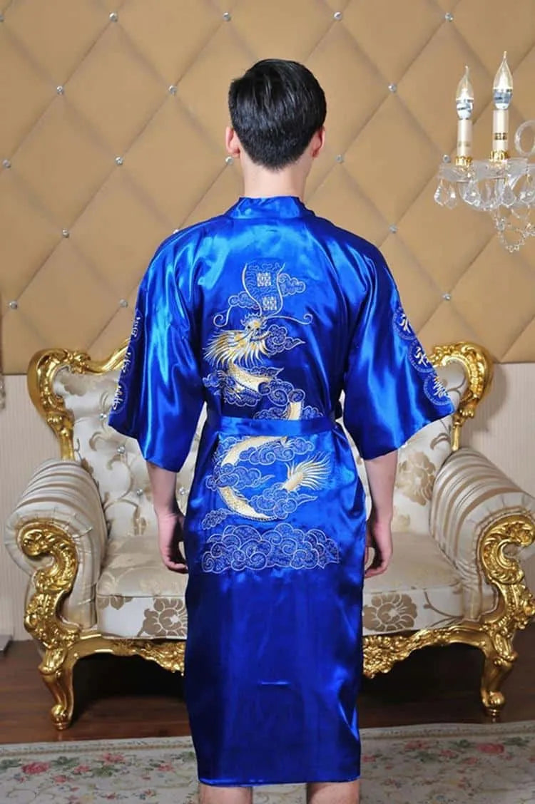 Peignoir dragon élégant style kimono pour homme bleu / m Peignoir et bain