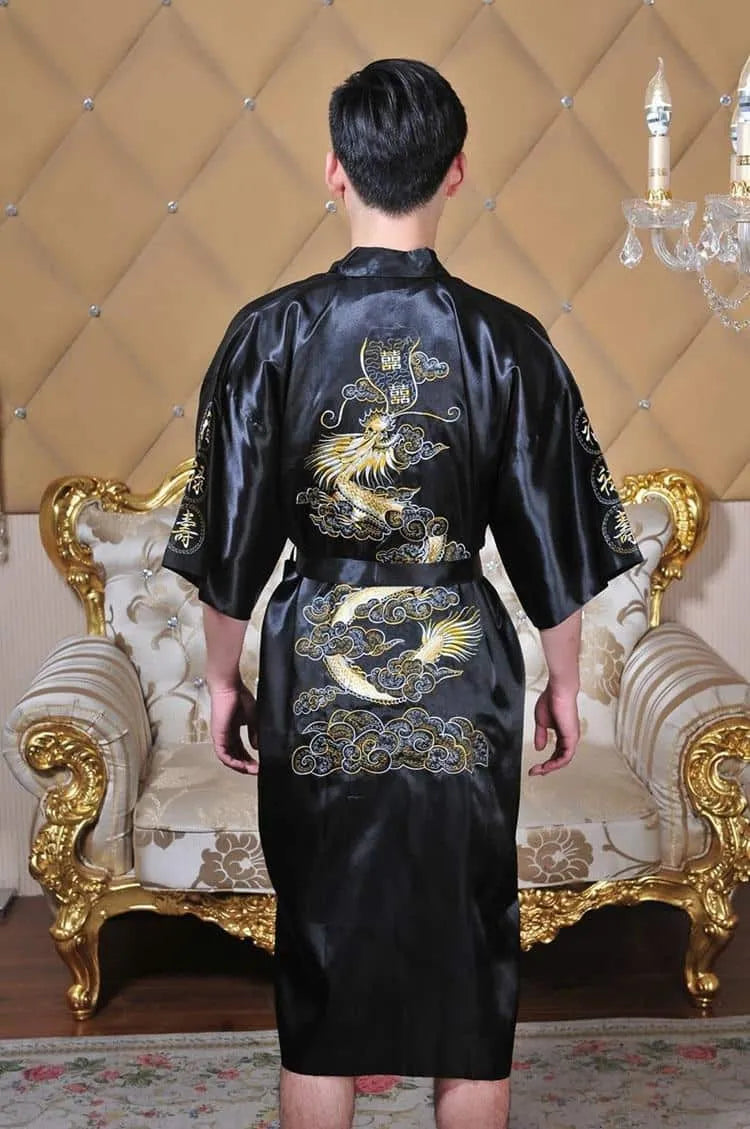 Peignoir dragon élégant style kimono pour homme noir / m Peignoir et bain
