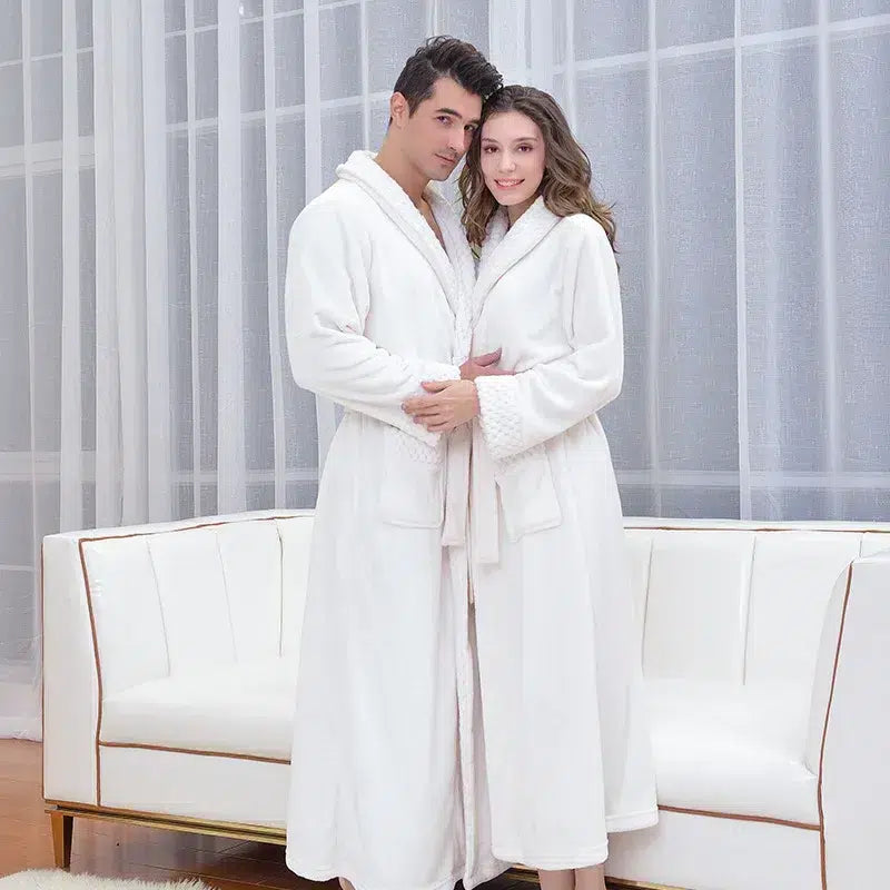 Peignoir élégant assorti couple pour moments cosy blanc / M (80-100kg) Peignoir et bain