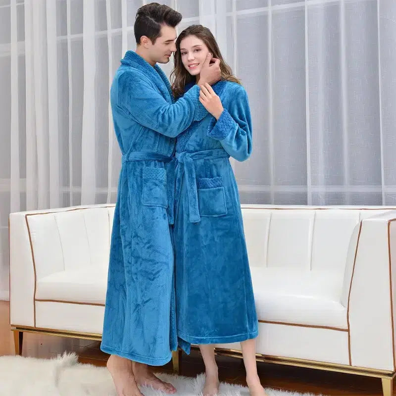 Peignoir élégant assorti couple pour moments cosy bleu / M (80-100kg) Peignoir et bain