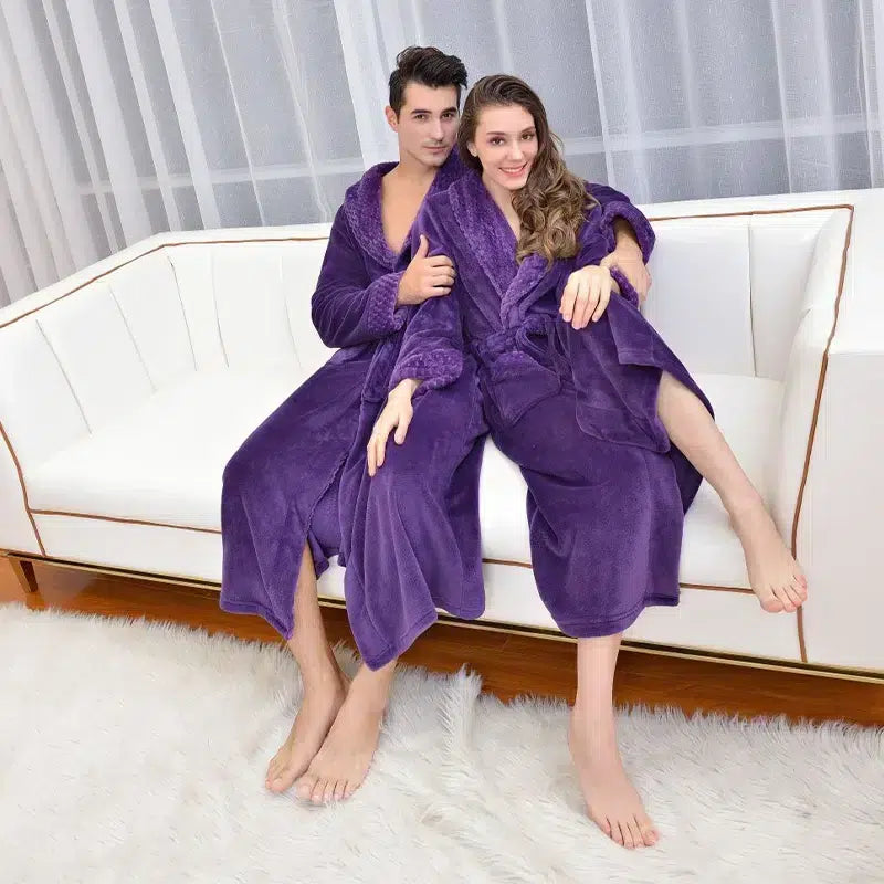 Peignoir élégant assorti couple pour moments cosy violet / M (80-100kg) Peignoir et bain