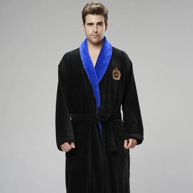 Peignoir élégant avec écusson pour homme noir Peignoir et bain