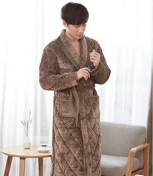 Peignoir élégant chatain luxe pour moments cocooning s Peignoir et bain