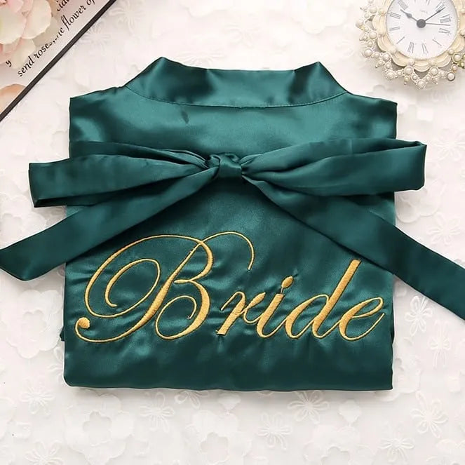 Peignoir élégant de mariage en satin pour mariée Peignoir et bain